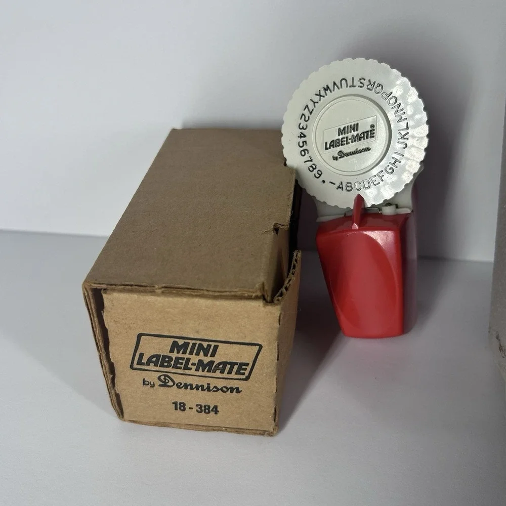 Rotex Label Making Kit Case Ribbons Mini Label mate Dennison Lot 4091-45 18-384